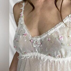 Claire Pettibone Original Vintage Silk embroidered slip dress M